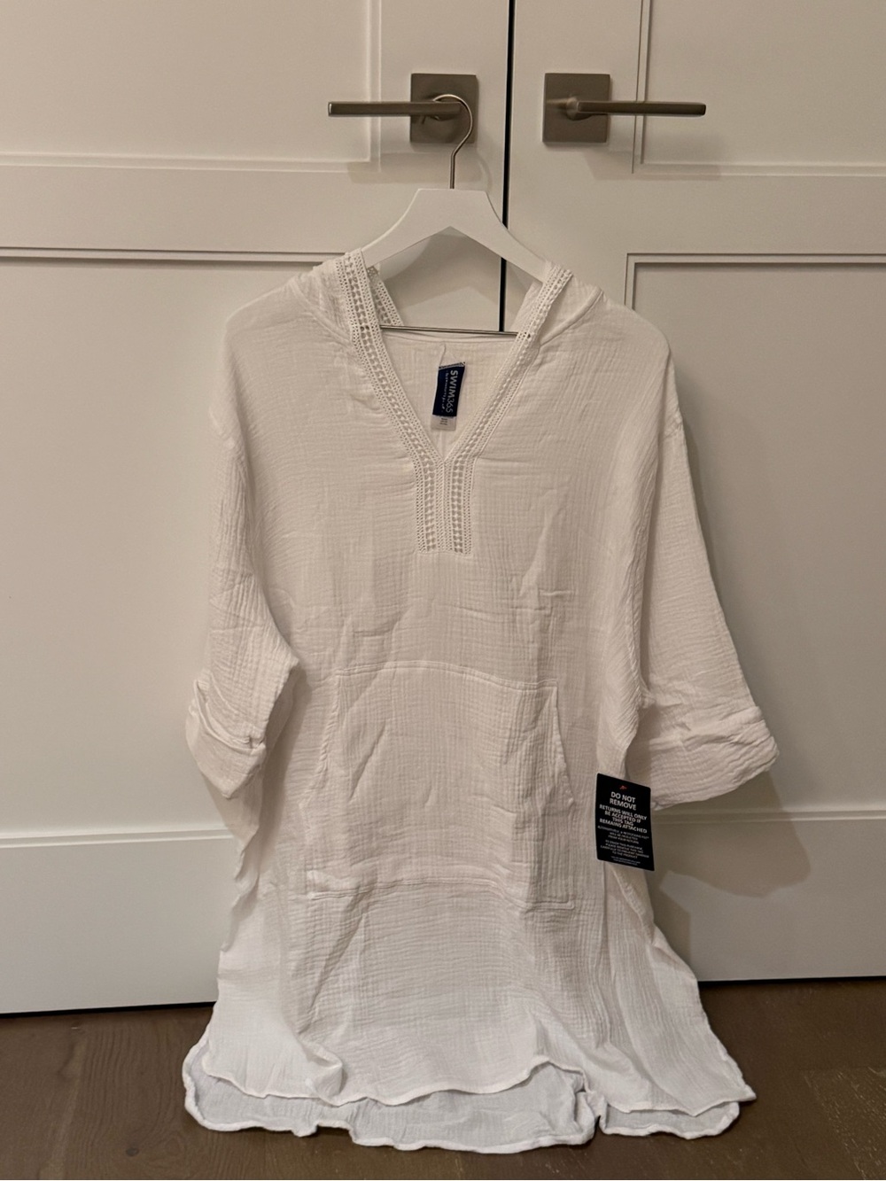 Swimsuits For All White Hooded Gauze Swim Coverup